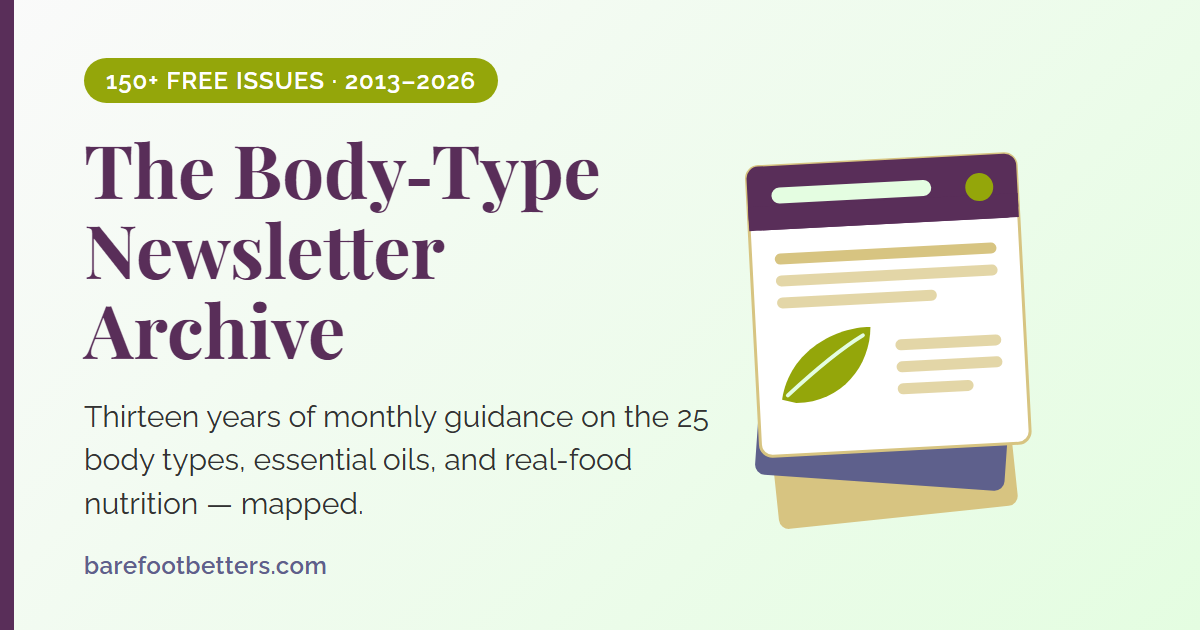 The Body-Type Newsletter Archive — 13 years of free monthly guidance from Dr. Carolyn Mein, mapped