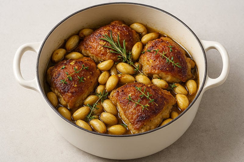 Barefoot Betters Slow-Roasted Chicken Thighs with Forty Cloves of Garlic
