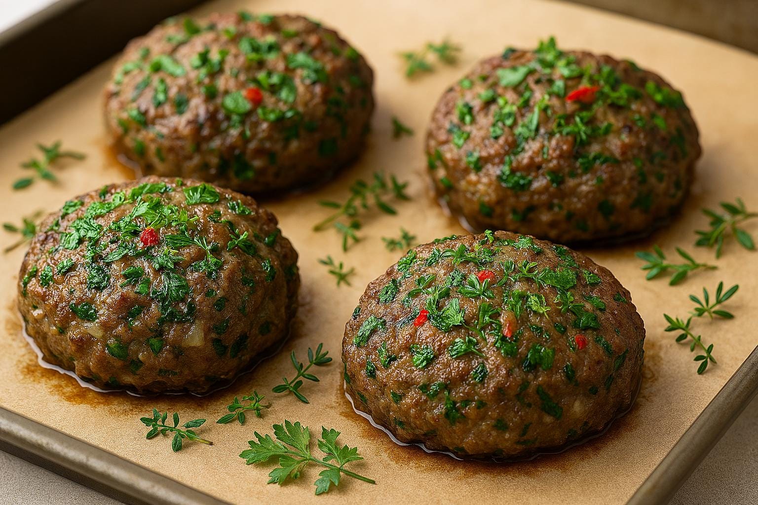 German-Style Baked Beef Patties with Mustard Seeds