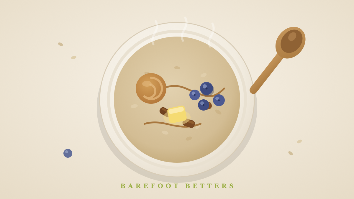 Steel-cut oats with butter, peanut butter, blueberries and dates for the Intestinal body type (illustration)